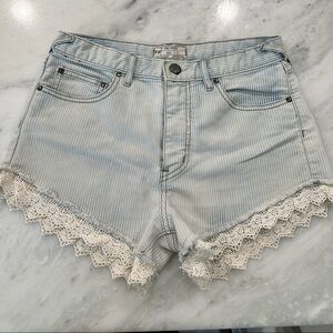 Free people striped denim shorts